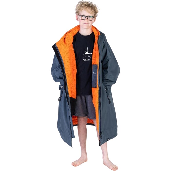 2024 Dryrobe Advance Junior Langrmelig Zum Wechseln Robe V3KSLSDA - Dunkelgrau / Orange